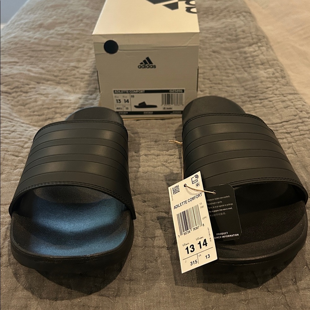 Adidas Black Adilette Comfort Slides